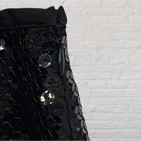 NEW CAROLE LITTLE -- Black Sequined Mini Skirt, Silk, Side Zip, NWTags - Picture 6 of 12